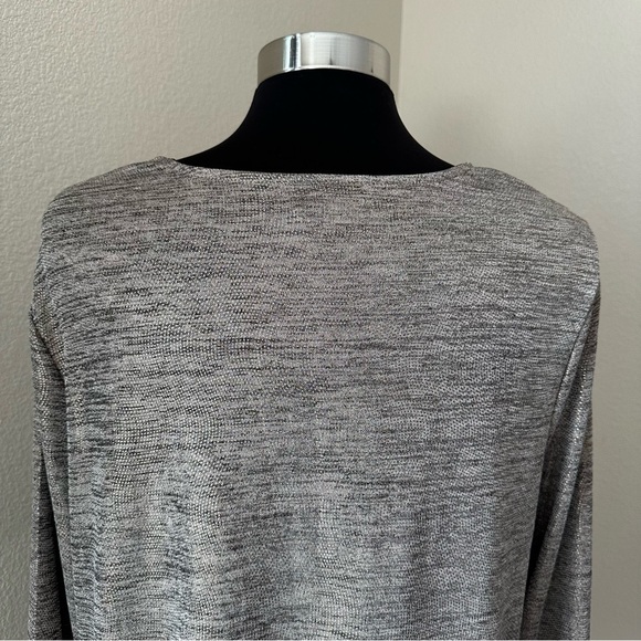 Chico’s KNIT TOP METALLIC Gold DRAPE Cowl Neck TOP Blouse - Picture 6 of 13
